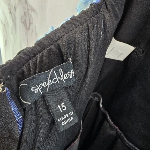 Vintage Gown Womens Large Blue Y2K Floral Satin Strapless Prom Hi Low Goth Punk - Picture 15 of 16